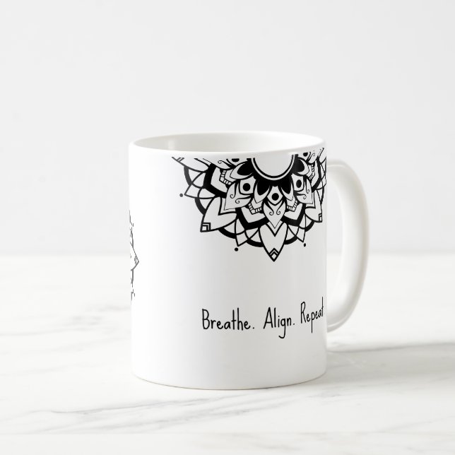 Tasse Mandala Noir et Blanc (Devant droit)