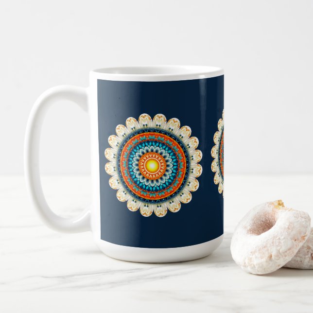 Tasse Mandala Orange Jaune Pâle (Avec donut)