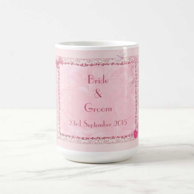 Tasse mariage avec le coeur et les papillons (Centre)