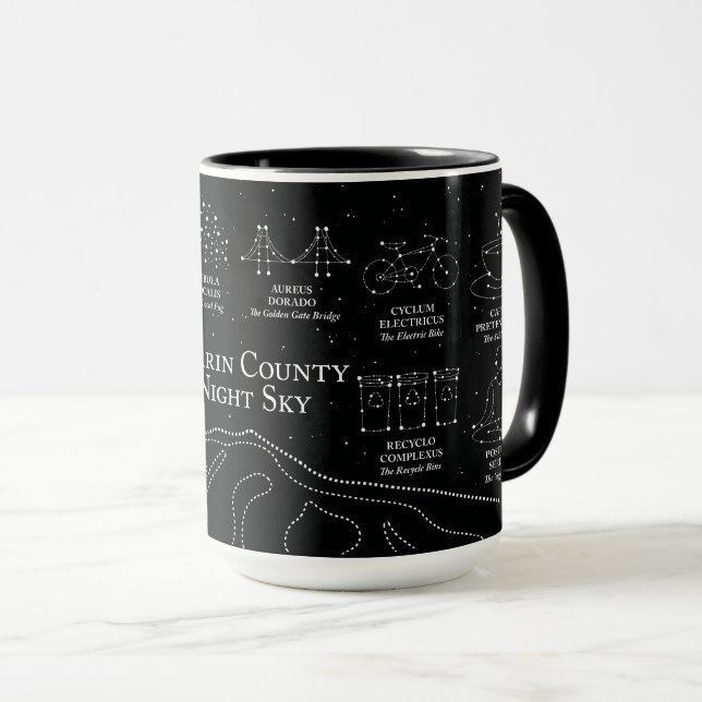 Tasse Marin County Night Sky 15 oz. noire (Devant droit)