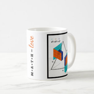 Tasse Math Égal Amour 3D Théorème de Pythagore