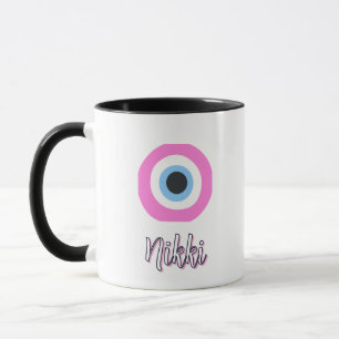 tasse mauvais œil rose personnalisable