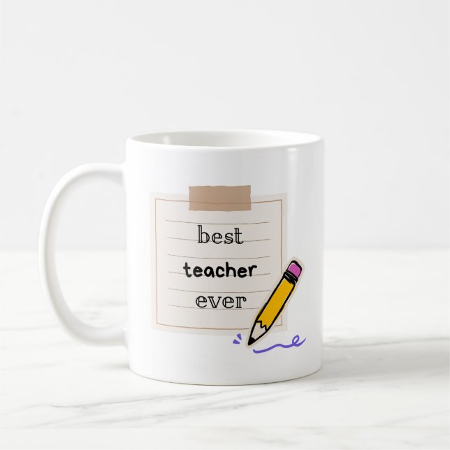 Tasse Meilleur Enseignant Ever – Cadeau de design  (Gauche)