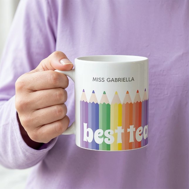 Tasse Meilleur Enseignant pour Appréciation des En (An 11-oz mug is shown, add name and choose mug style and size.)