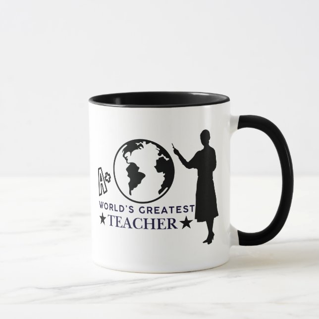 Tasse Meilleur Professeur du Monde A+ Globe Noir & (Droite)
