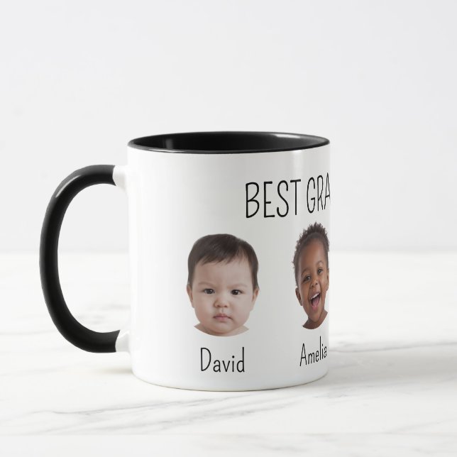 Tasse Meilleure Grand-Mère Photo Noir Texte Blanc  (Gauche)