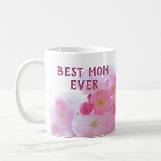 Tasse Meilleure Maman Fleur de Cerisier Rose (Gauche)