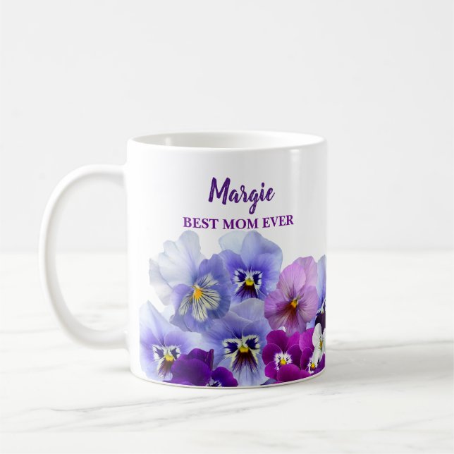 Tasse Meilleure Maman Pansy Cadeau Idée pour Maman (Gauche)