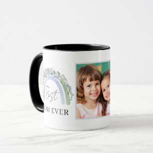 Tasse Meilleure Maman Photo Bohème Fleurs Vert Ble