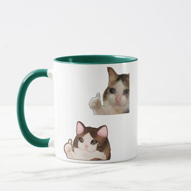 Tasse Mème Chat Pouce en l'Air Drôle OK Mème Chat  (Gauche)