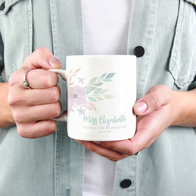 Tasse Merci de m'avoir aidé à éclore (Show your gratitude with this watercolor floral, "Thanks for helping me bloom" mug! )