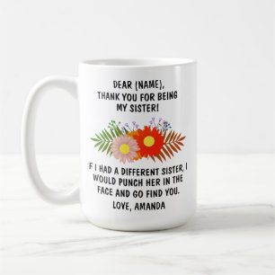 Tasse Merci d'être ma sœur, Cadeau de famille, C