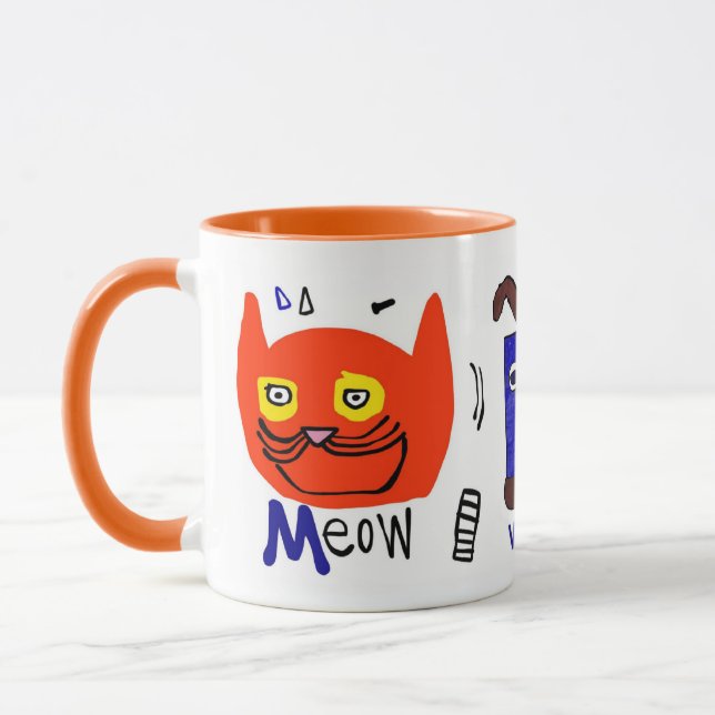 Tasse Miaou Woof Orange (Gauche)