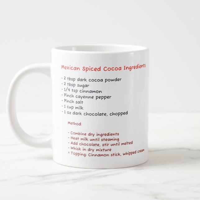 Tasse micro-ondes (recette de cacao épicé chaud me (Gauche)