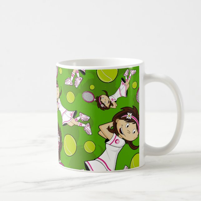Tasse mignonne de fille de tennis (Droite)