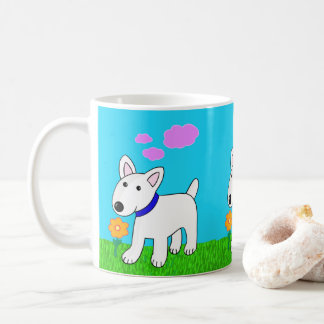 Tasse mignonne de fleur du chien W de bull-terrier
