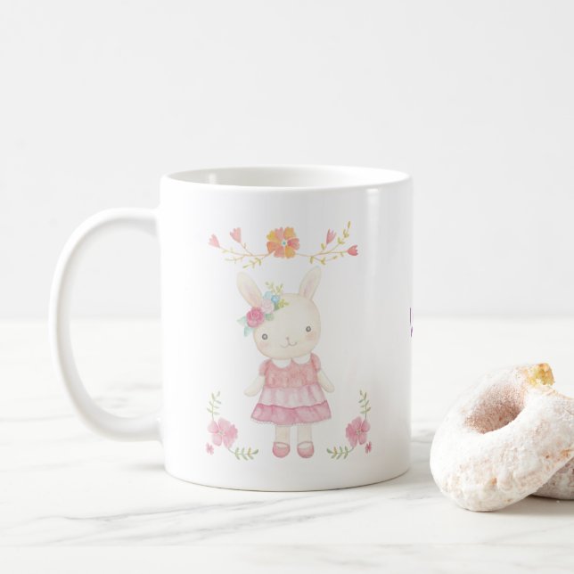 Tasse mignonne de lapin personnalisée par tasse (Avec donut)