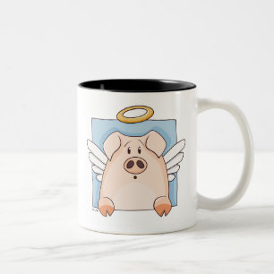 Tasse mignonne de porc d'ange de bande dessinée