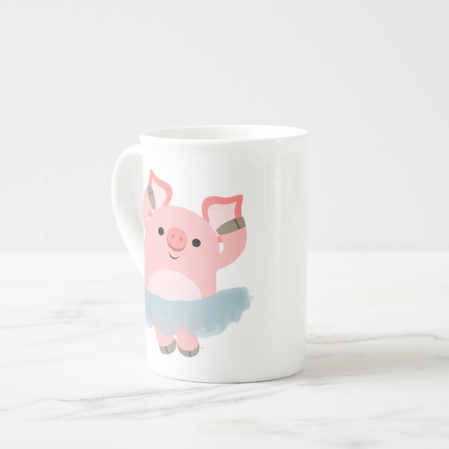 Tasse mignonne de porcelaine tendre de porc de (Devant gauche)