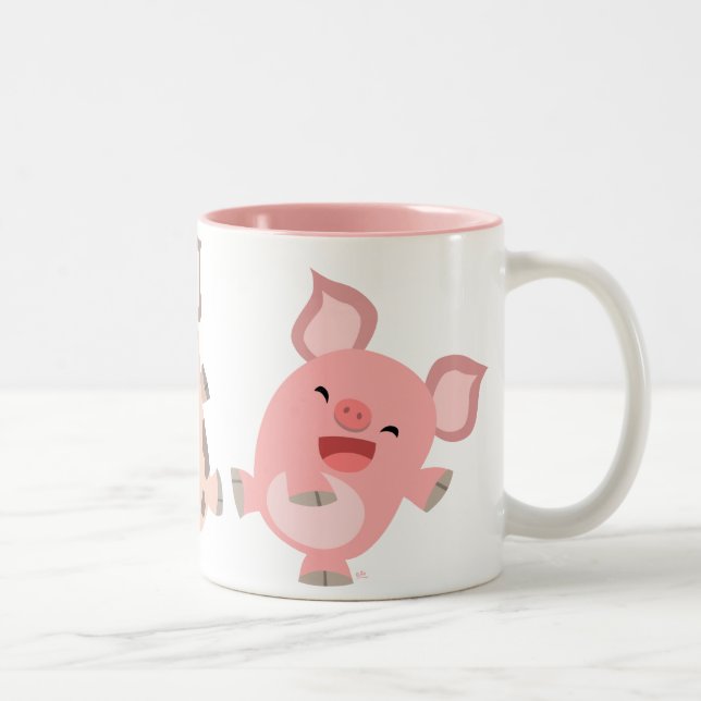 Tasse mignonne de porcs de bande dessinée de danse (Droit)