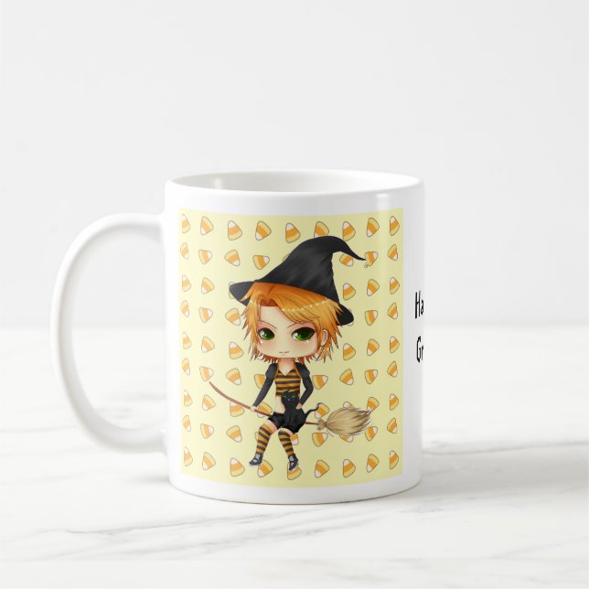 Tasse mignonne de sorcière de chibi de Halloween (Gauche)