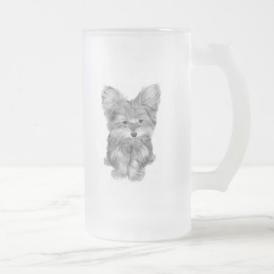 Tasse mignonne en verre givré de chien de Yorkie