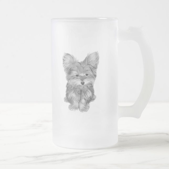 Tasse mignonne en verre givré de chien de Yorkie (Droit)