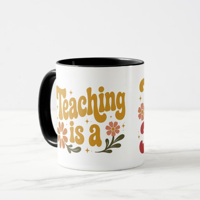Tasse Mignonne 'Enseigner est une Affaire de Coeur (Devant gauche)