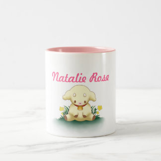 Tasse mignonne personnalisée d'agneau - rose