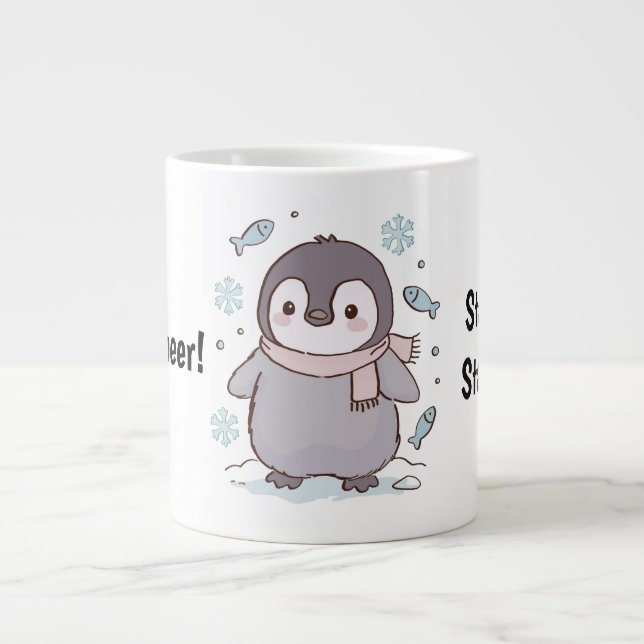Tasse Mignonne Pingouin Kawaii – Restez Douillet,  (Devant)
