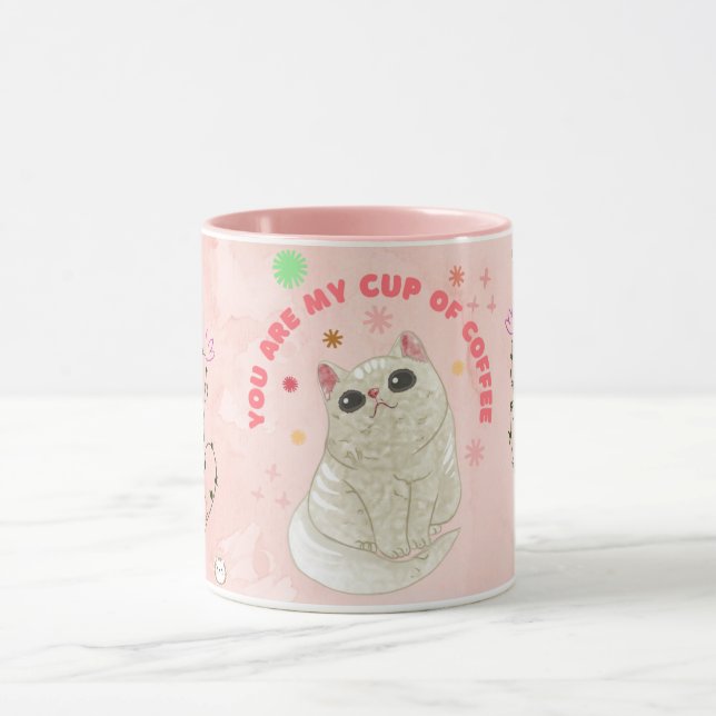 Tasse Mignonne Rose Chat | Mug Café pour Amoureuse (Centre)