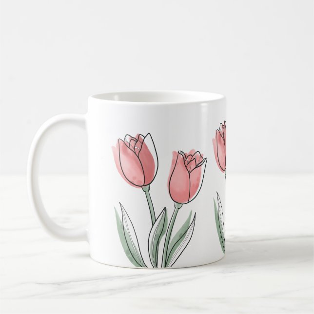 Tasse minimale Tulipe Rose | Coupe esthétique flor (Gauche)