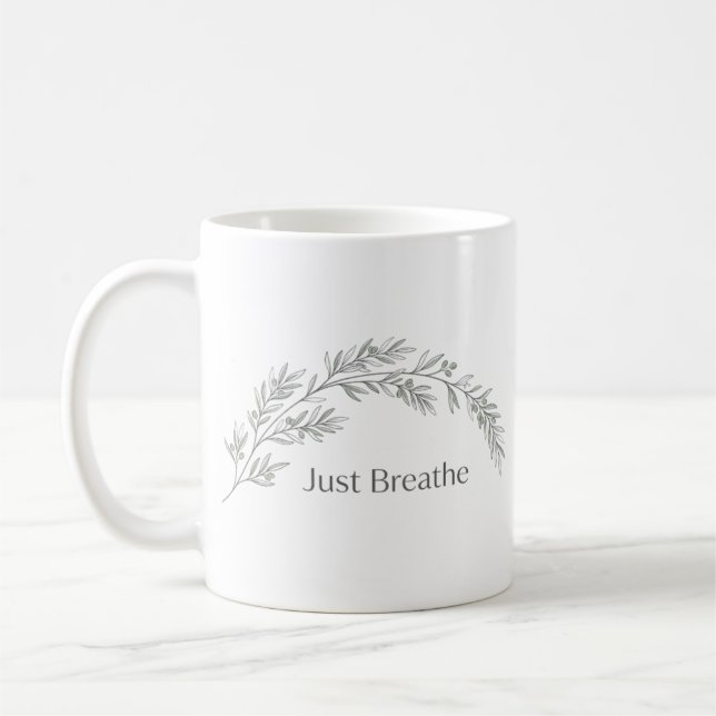 Tasse Minimaliste Botanique 'Respirer Simplement' (Gauche)