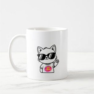 Tasse Minimaliste Chat Sassy avec Lunettes de Sole