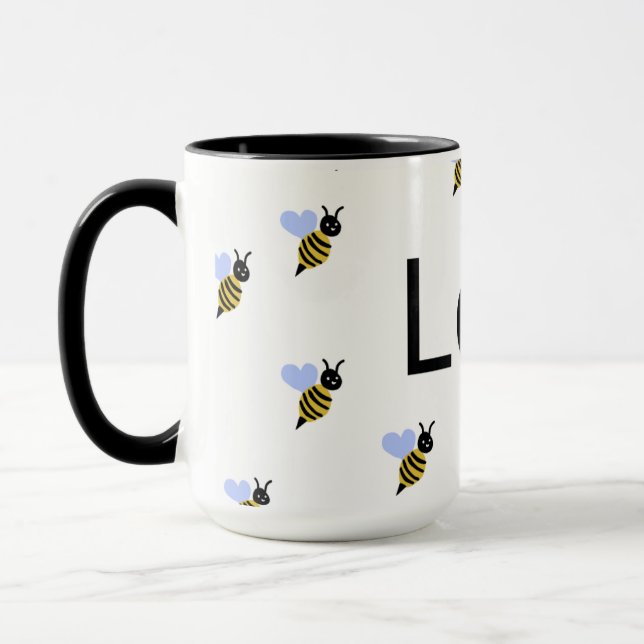Tasse Minimaliste Love & Bees – Cadeau Romantique  (Gauche)