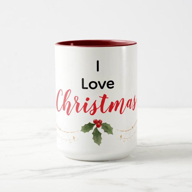 Tasse minimaliste moderne « J'aime Noël » (Centre)