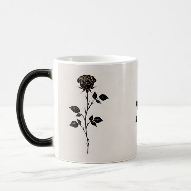 Tasse minimaliste | Silhouette de rose noire (Gauche)
