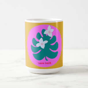 Tasse moderne à fleurs tropicales colorées avec no
