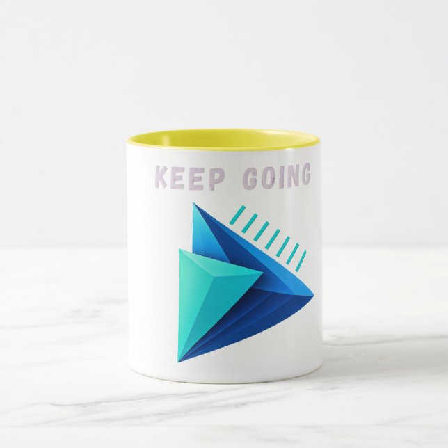 Tasse moderne bicolore géométrique 3D Keep Going (Centre)