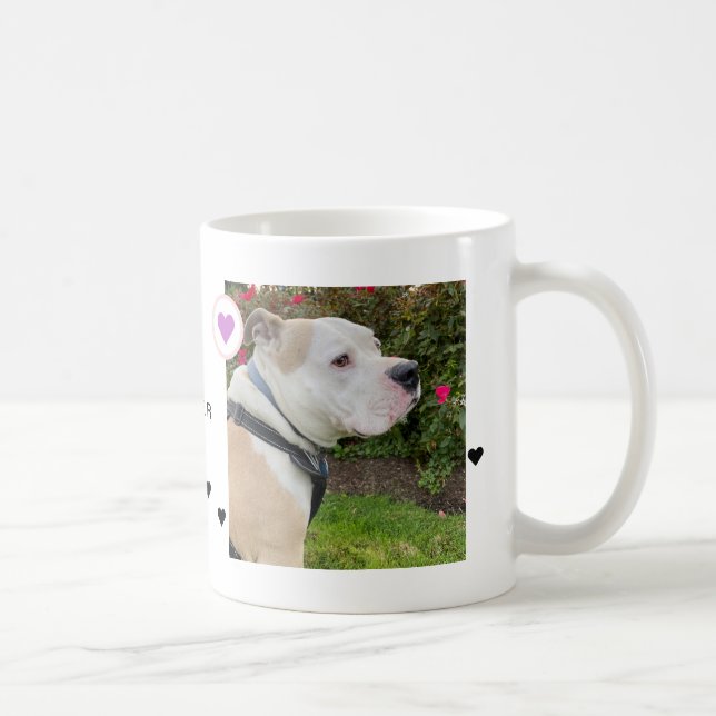 Tasse Moderne Chien 2 Photos Coeurs Nom (Droite)