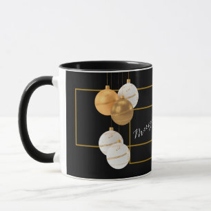 Tasse moderne de Joyeux Noël noir et or
