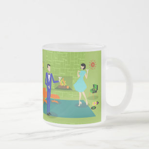 Tasse moderne en verre givré de couples de la