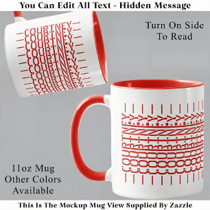 Tasse Moderne Message Caché Nom Rouge Tendance 121