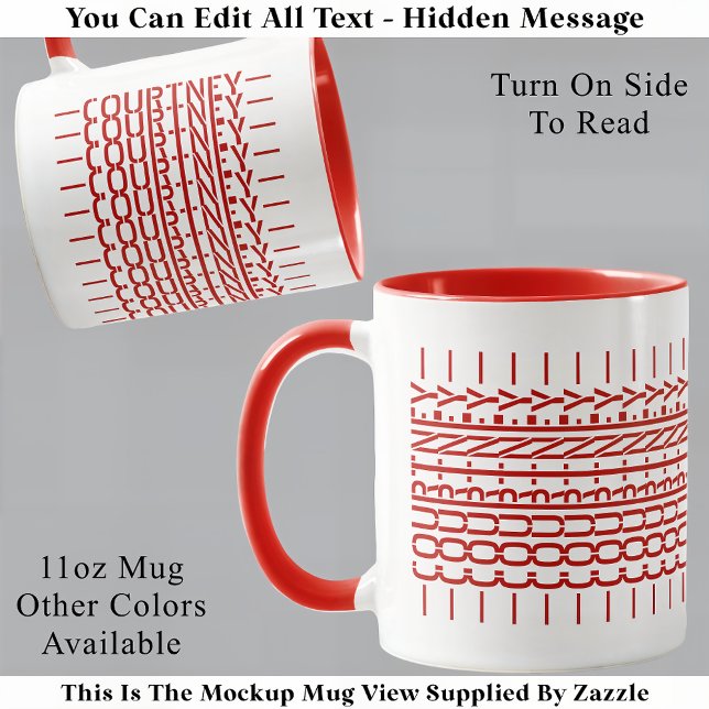 Tasse Moderne Message Caché Nom Rouge Tendance 121 (Créateur téléchargé)