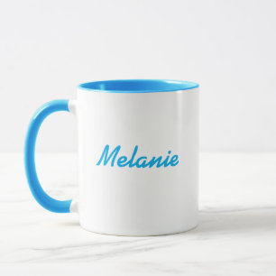 Tasse moderne minimaliste bleue et blanche avec mo