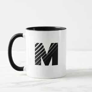 Tasse moderne noire et blanche Monogram Bold