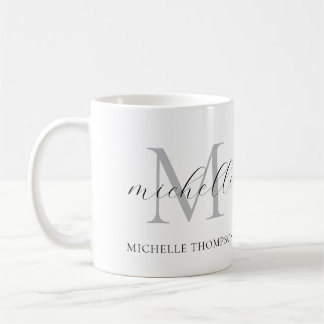 Tasse Monogramme avec Initiale et Nom, Simple