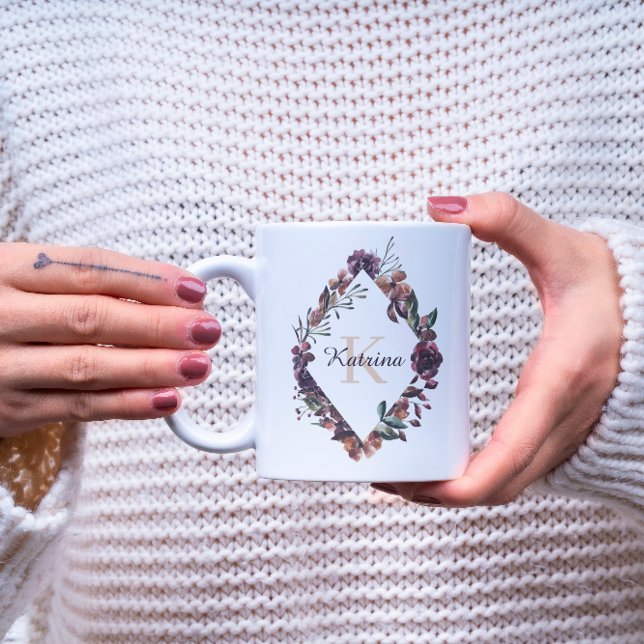 Tasse monogramme florale aquarelle (Créateur téléchargé)