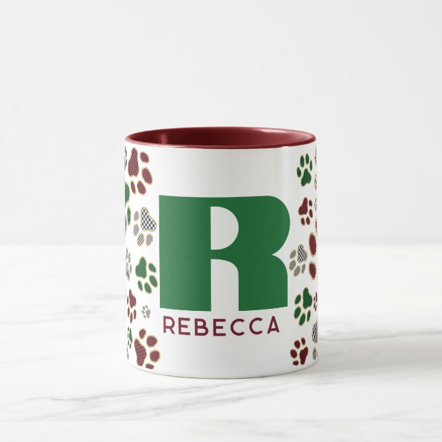 Tasse Monogramme Patte de Chien Plaid Buffalo de N (Centre)