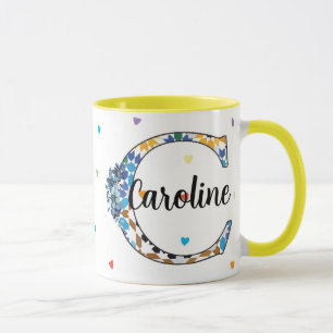 Tasse monogramme Z8-C – Élégance géométrique et fl
